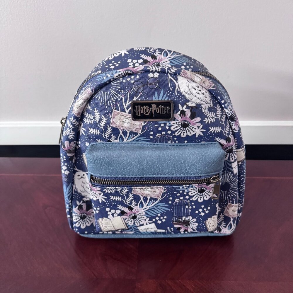 New Bioworld Blue and White Harry Potter Hedwig Mini Backpack